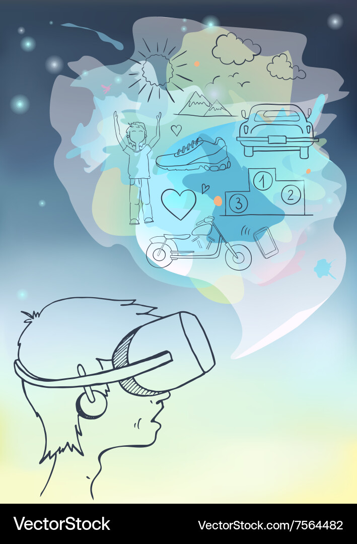 Man in device for virtual reality Vector Image