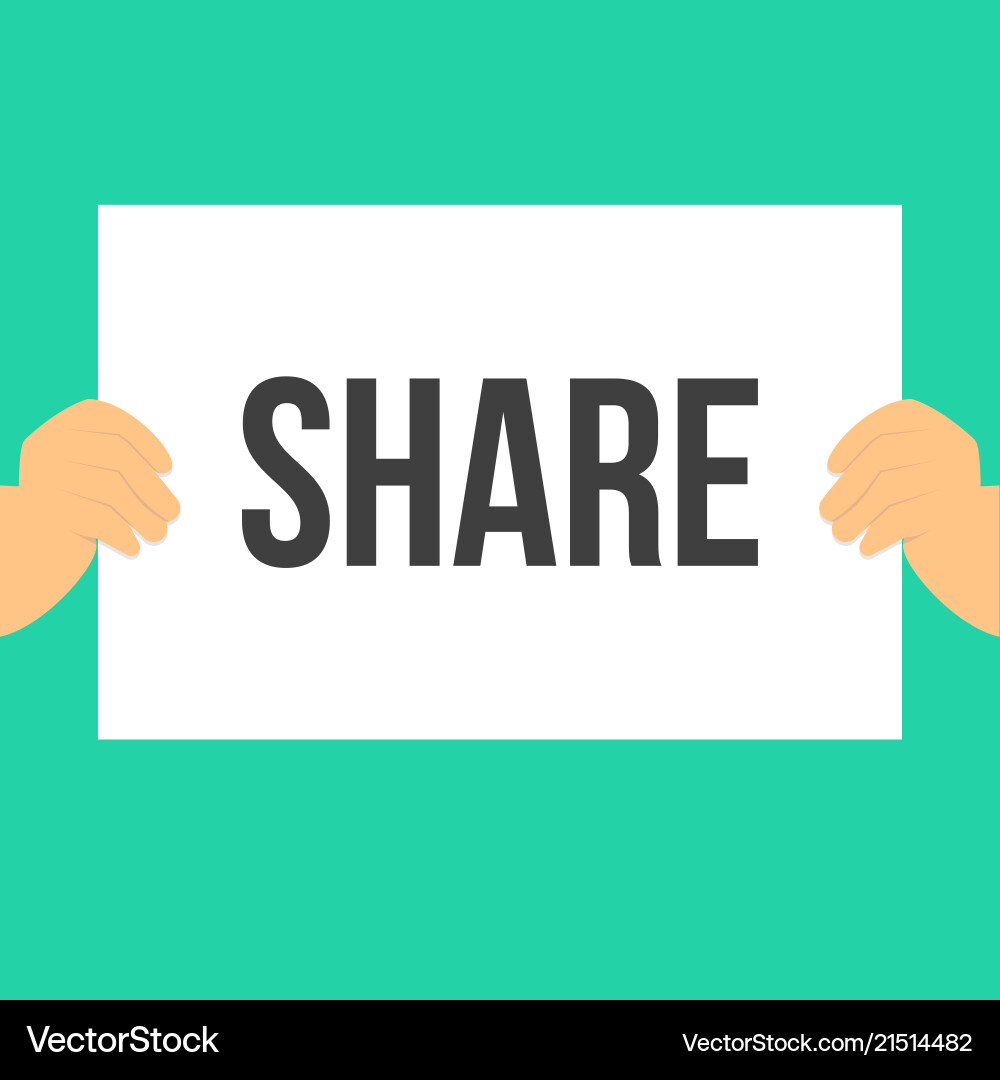 Man showing paper share text Man showing paper share text vector image