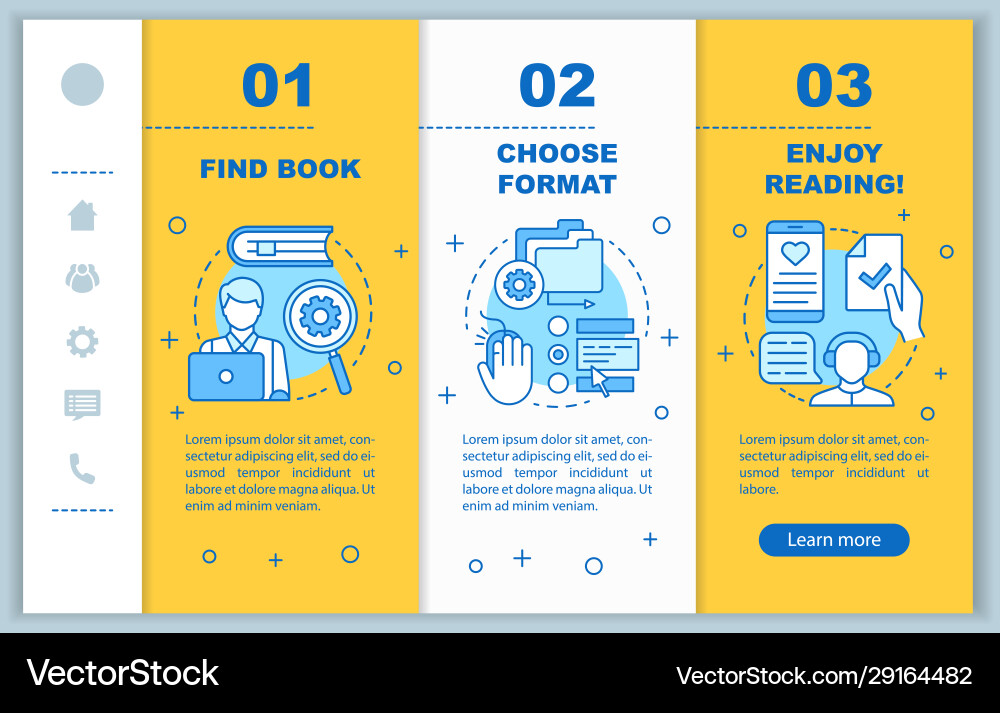 Online library onboarding mobile web pages Online library onboarding mobile web pages vector image