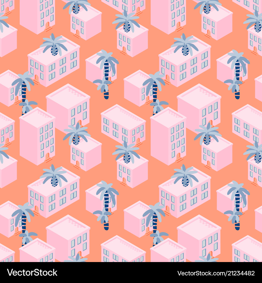 Pink Seaside Blocks Pattern Vector Image