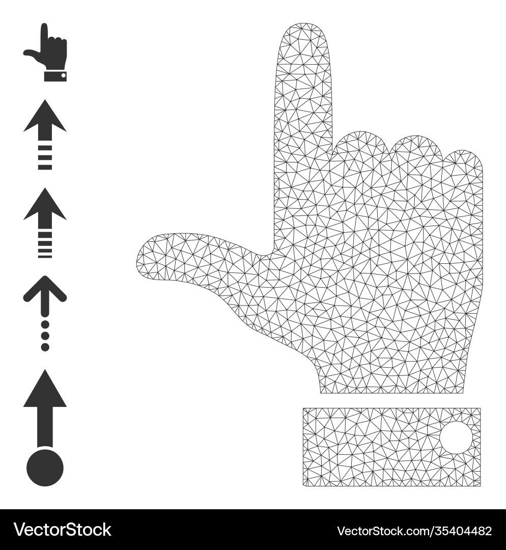 Polygonal mesh hand pointer up icon with simple Polygonal mesh hand pointer up icon with simple vector image