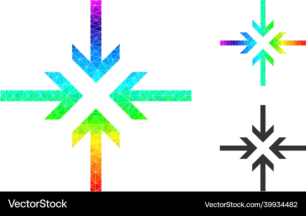 Polygonal reduce arrows icon with spectrum Polygonal reduce arrows icon with spectrum vector image