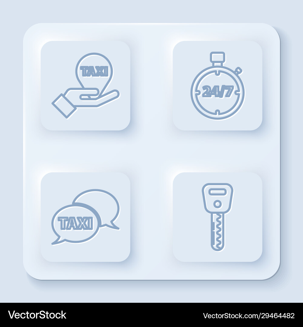 Set line hand on map pointer with taxi stopwatch Set line hand on map pointer with taxi stopwatch vector image