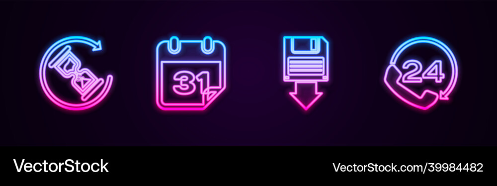 Set line waiting calendar floppy disk backup vector image