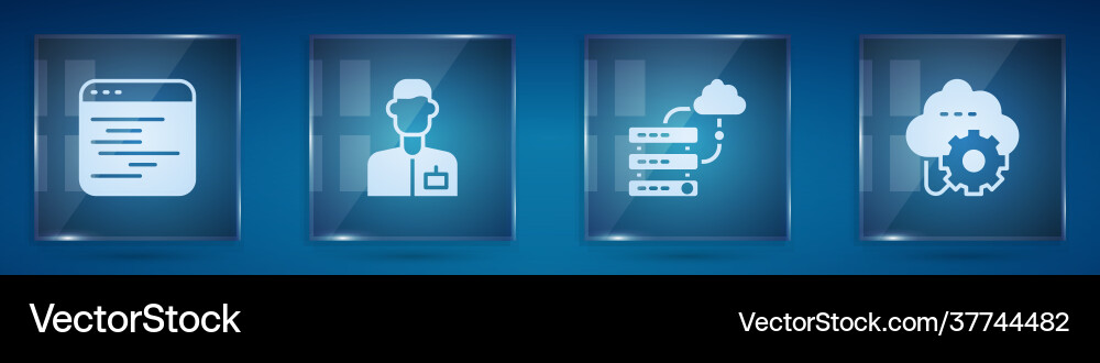 Set software analyst engineer network cloud vector image
