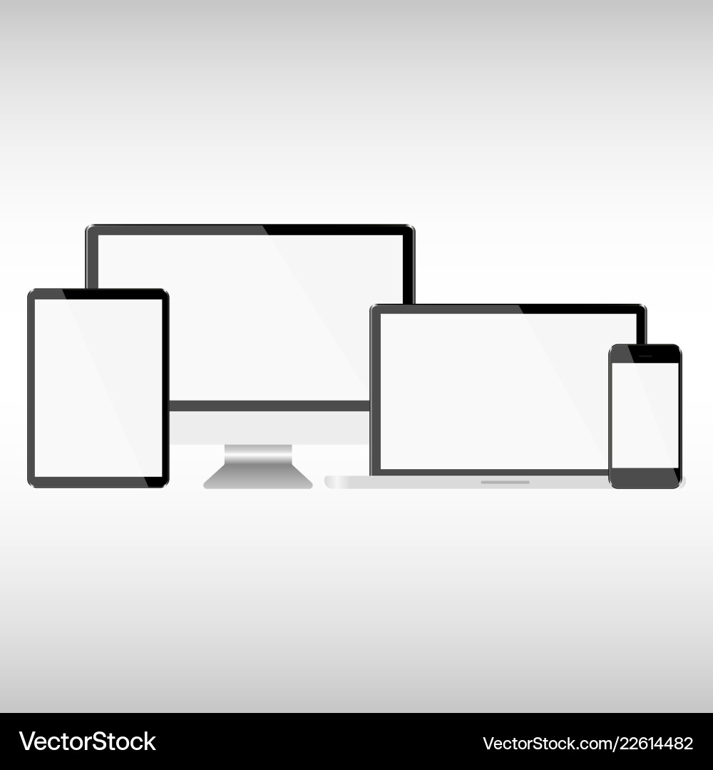Set with light displays computer notebook tablet Set with light displays computer notebook tablet Vector Image