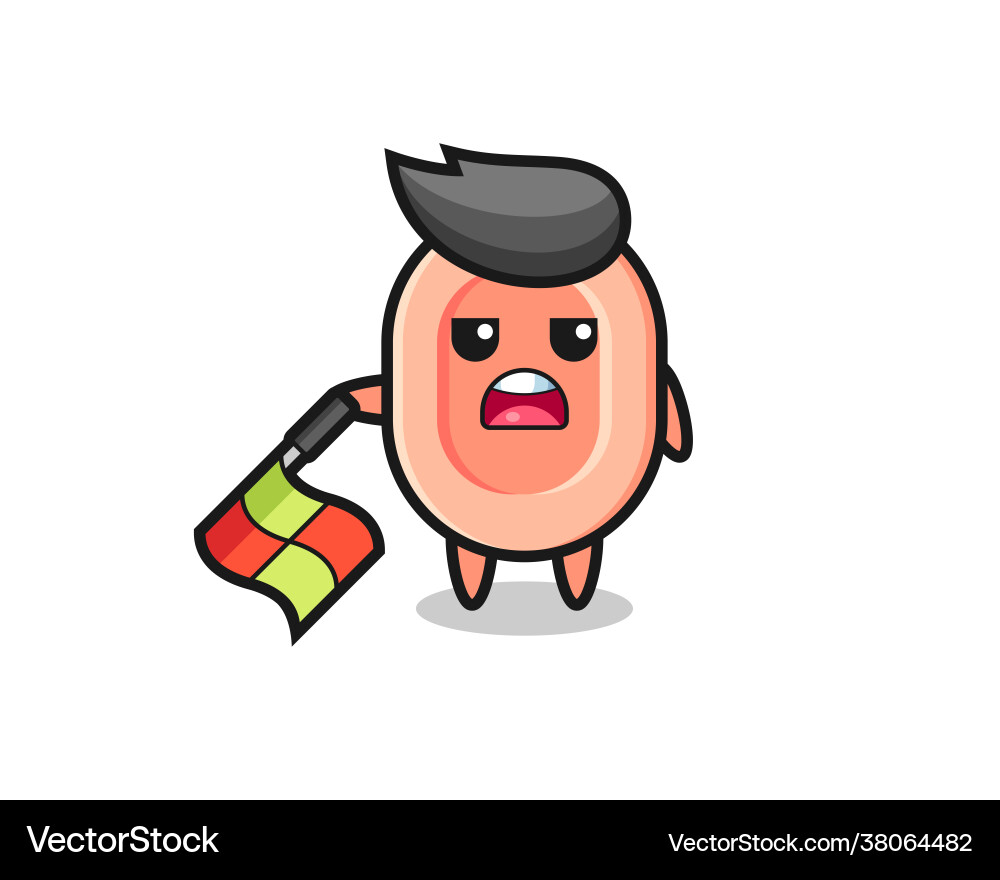 Soap character as line judge hold flag down Soap character as line judge hold flag down Vector Image