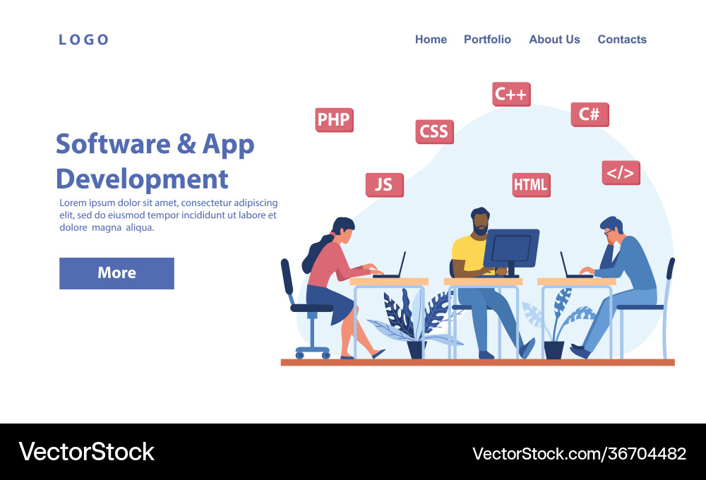 Software Developers at Work vector image