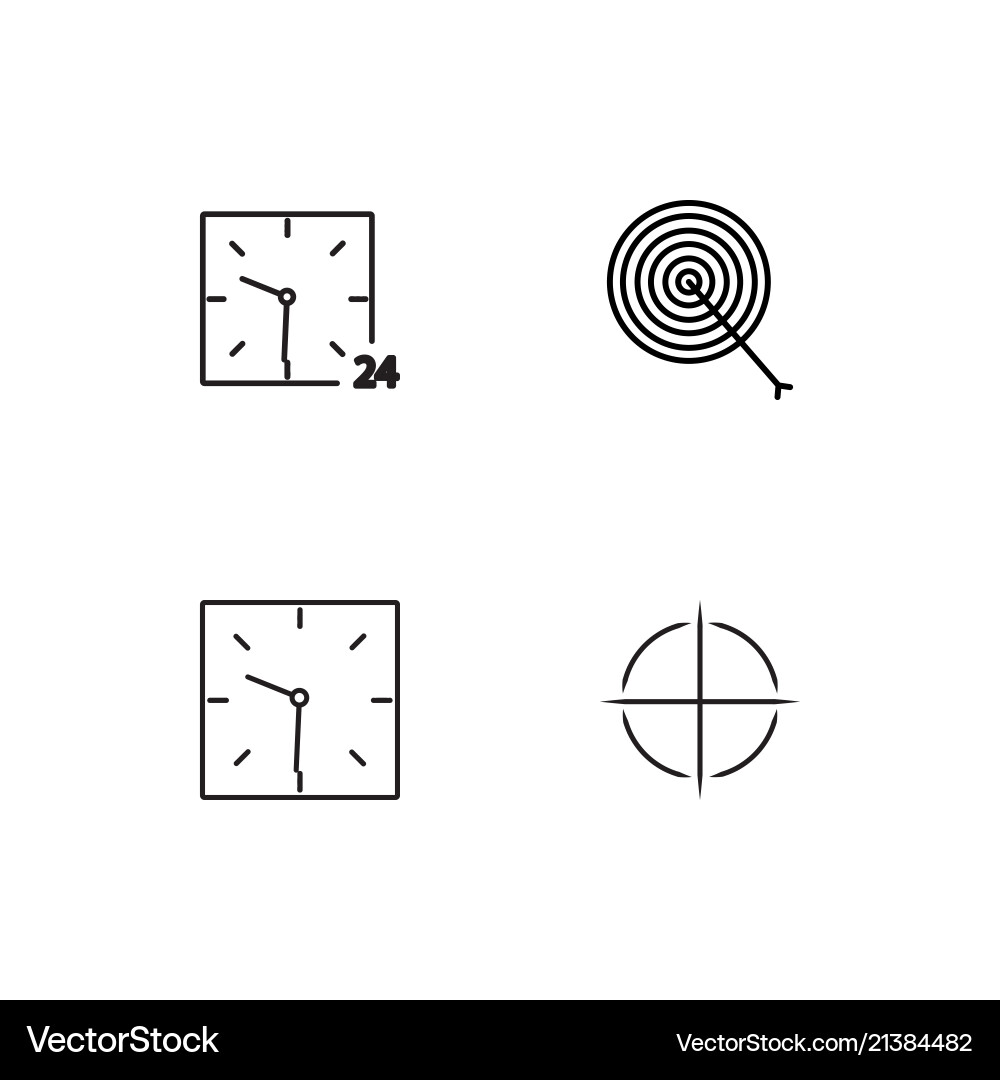 Time linear icons set simple outline vector image