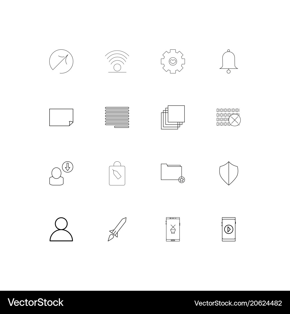 Web and text simple linear icons set outlined vector image