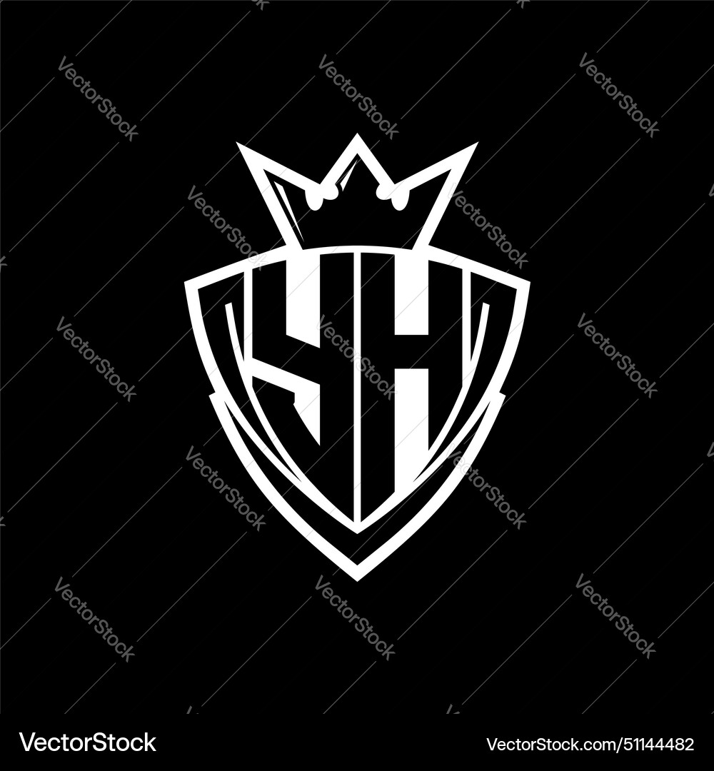Yh letter logo with sharp triangle shield shape Vector Image