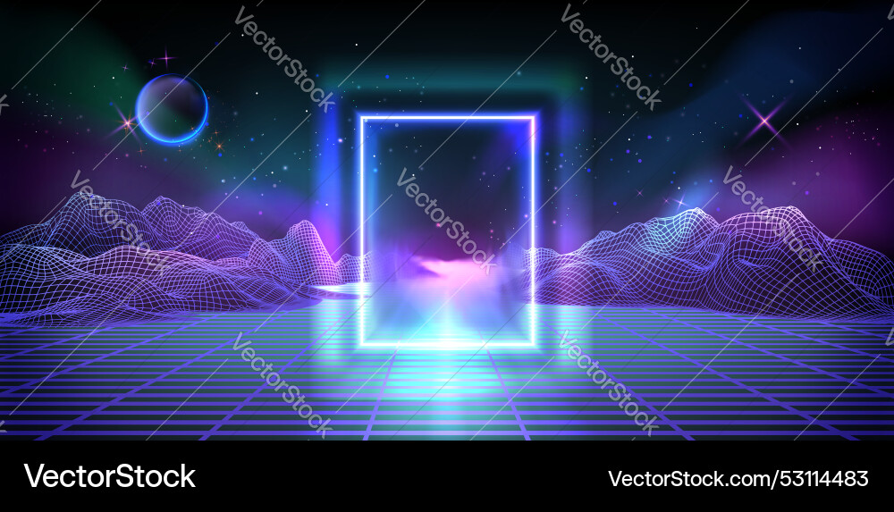 3d wireframe mountain map with tech grid 3d wireframe mountain map with tech grid vector image