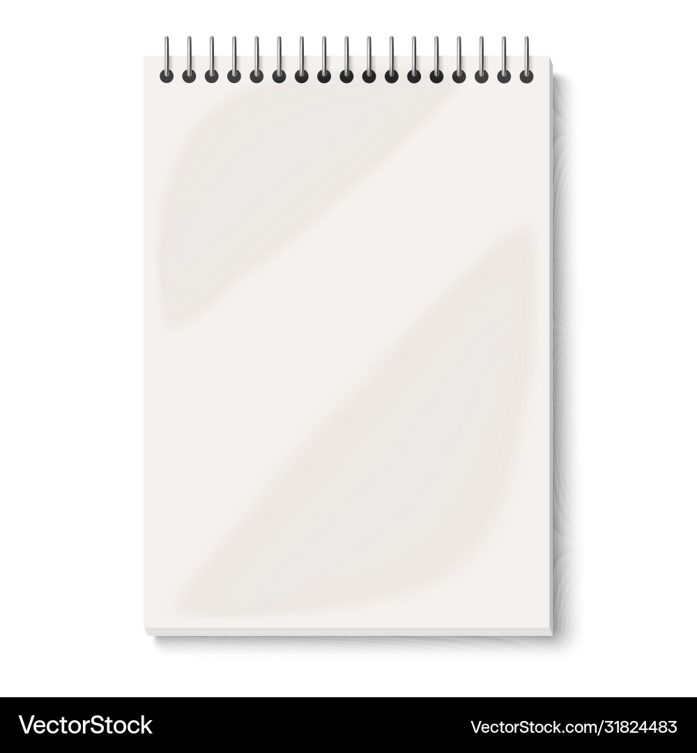 Closed view opened spiral notepad mock up Vector Image