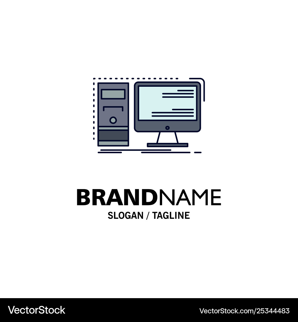 Computer desktop hardware workstation system flat Computer desktop hardware workstation system flat vector image