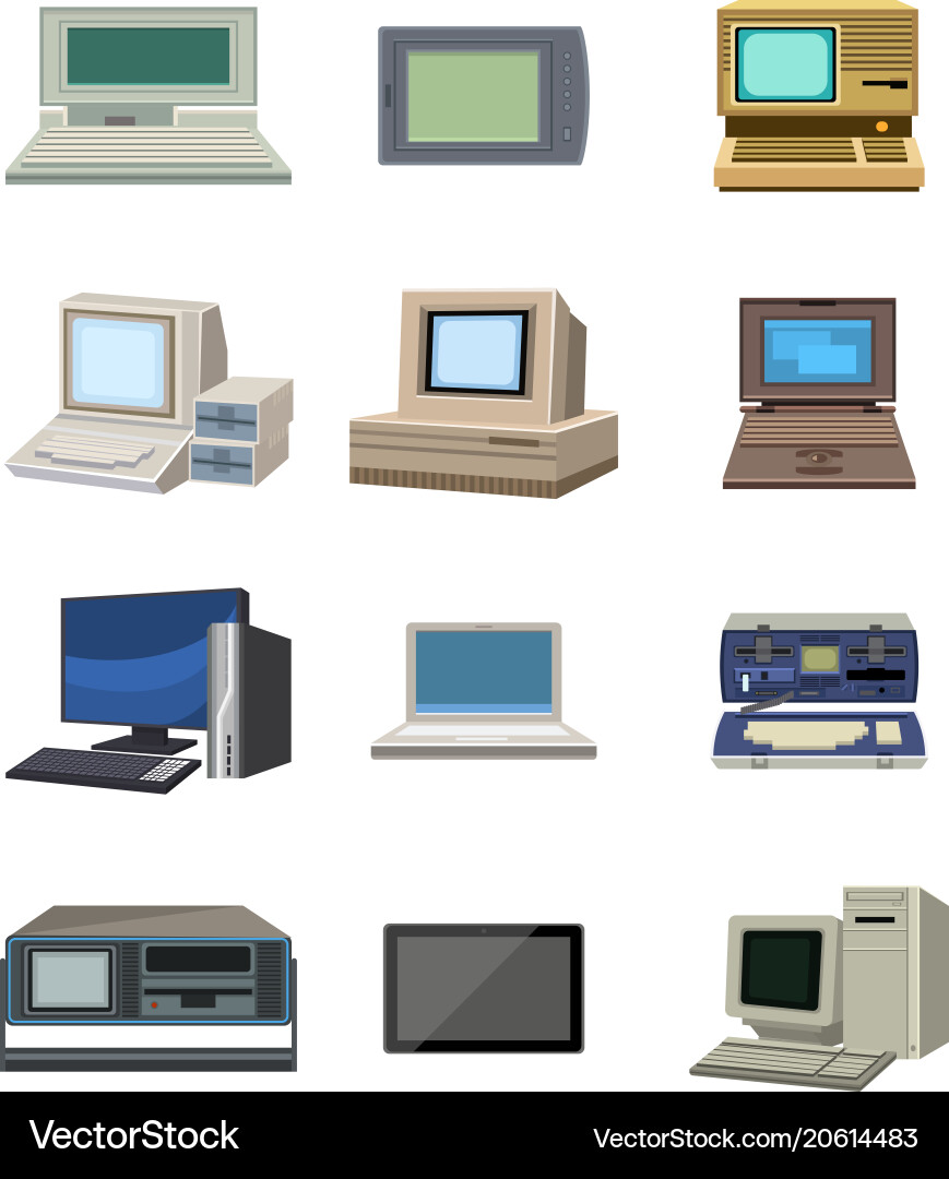 Computer technology evolution display Computer technology evolution display vector image