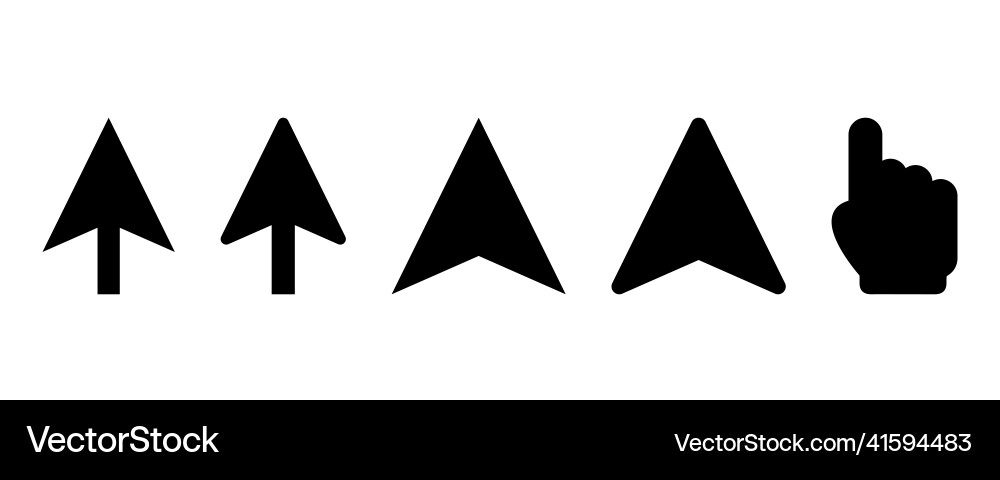 Cursor icons set computer in black mouse vector image