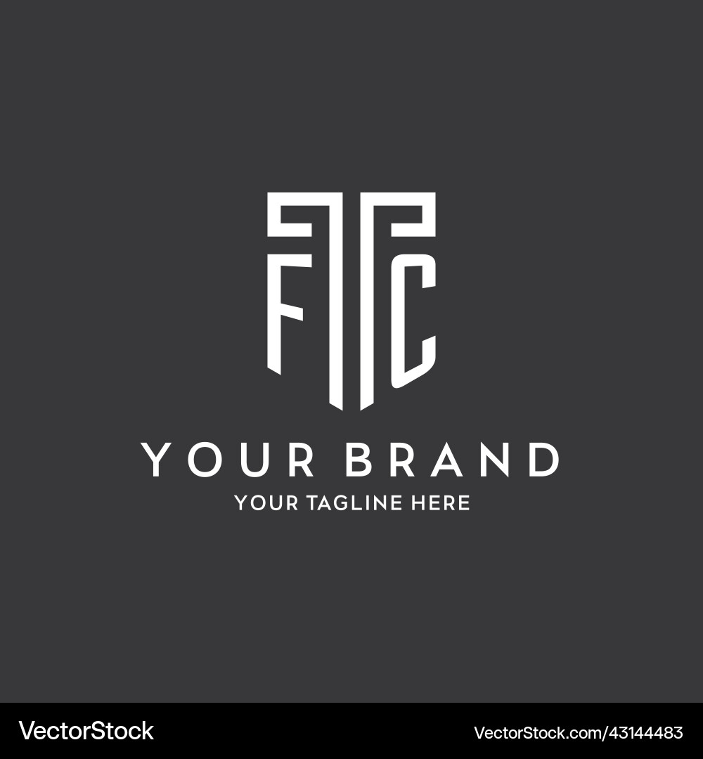 Fc monogram initial name with shield shape icon Vector Image