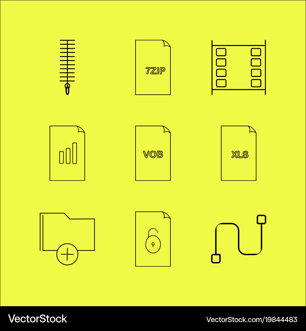 Files and folders linear icon set simple outline Vector Image