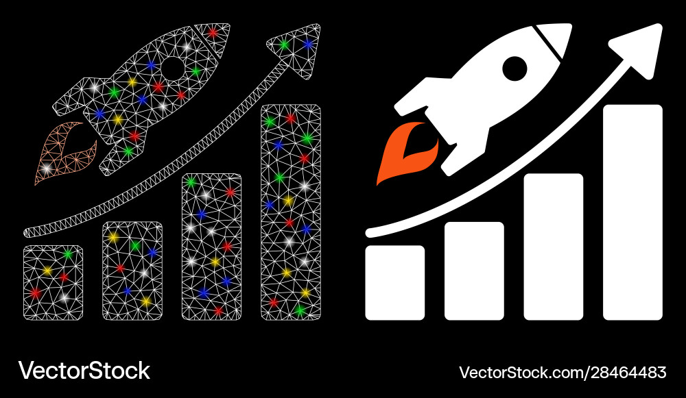 Flare mesh network startup rocket growth chart Flare mesh network startup rocket growth chart vector image