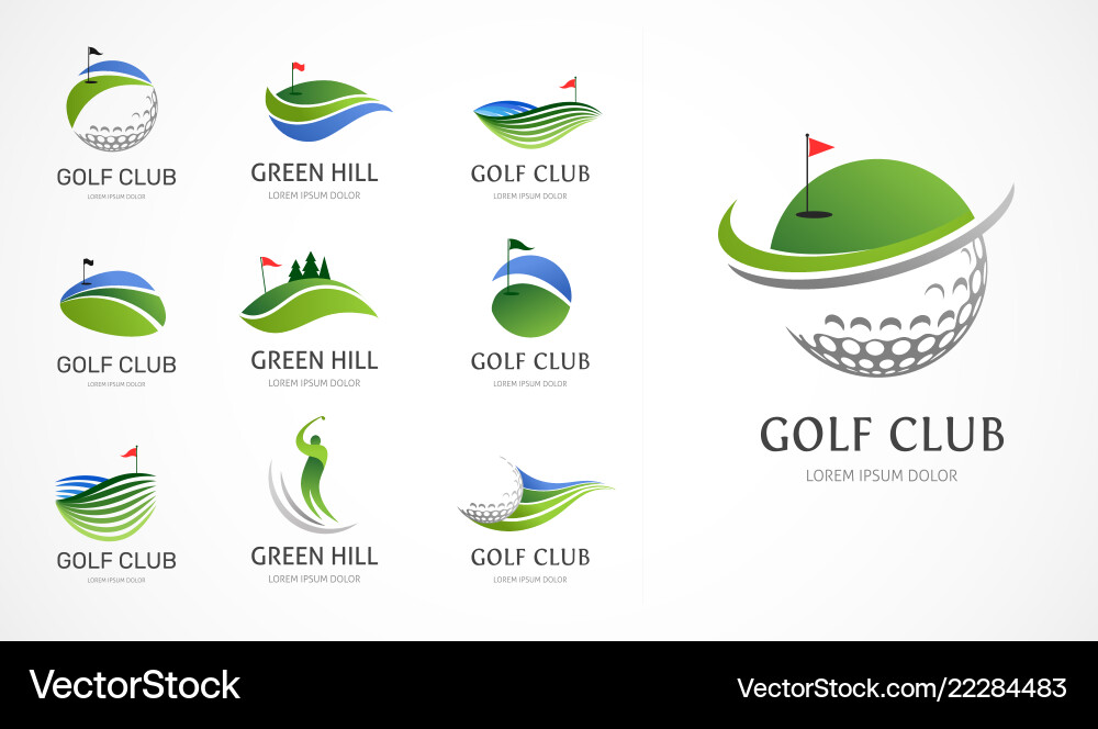 Golf club icons symbols elements and logo Golf club icons symbols elements and logo vector image