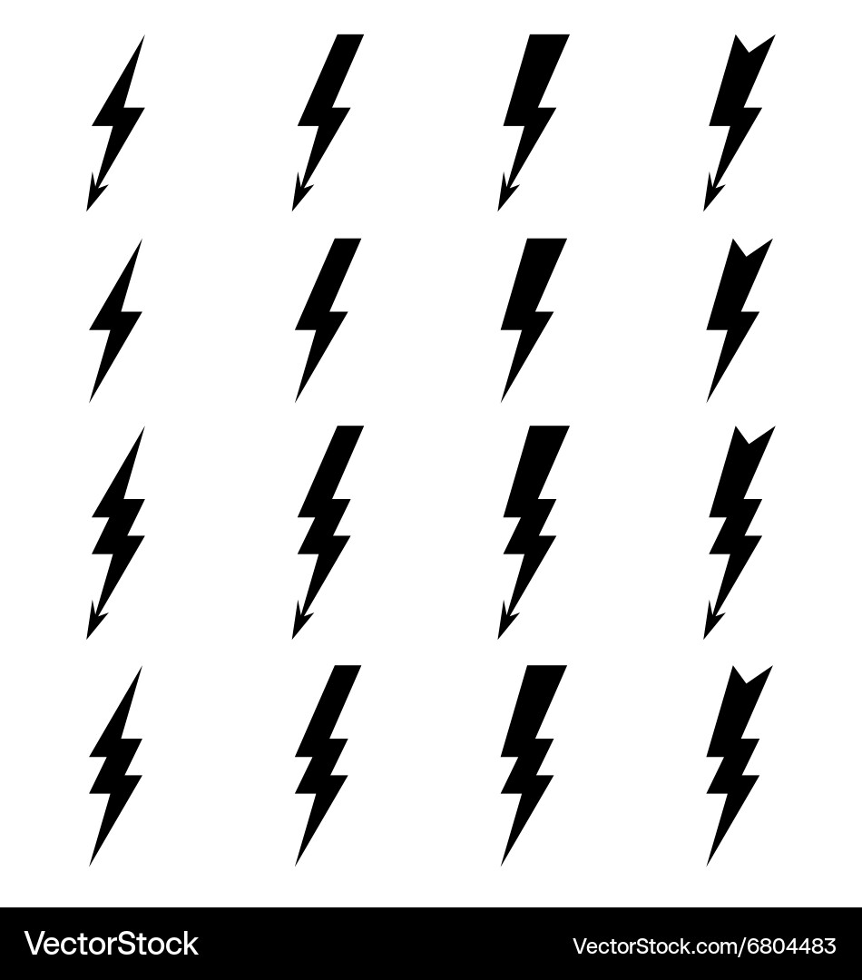 Lightning Bolt Icons - Dark Theme Royalty Free Vector Image
