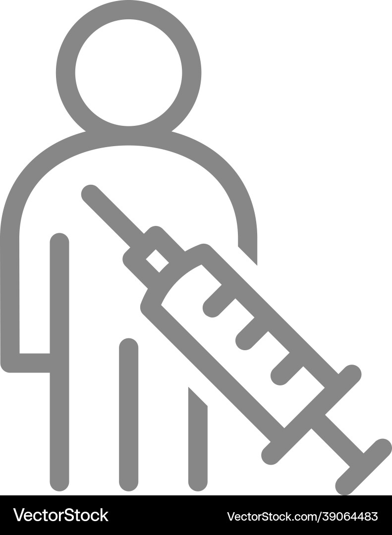 Medizinische Spritze und Personal der menschlichen Linie Medizinische Spritze und Personal der menschlichen Linie vektorbild