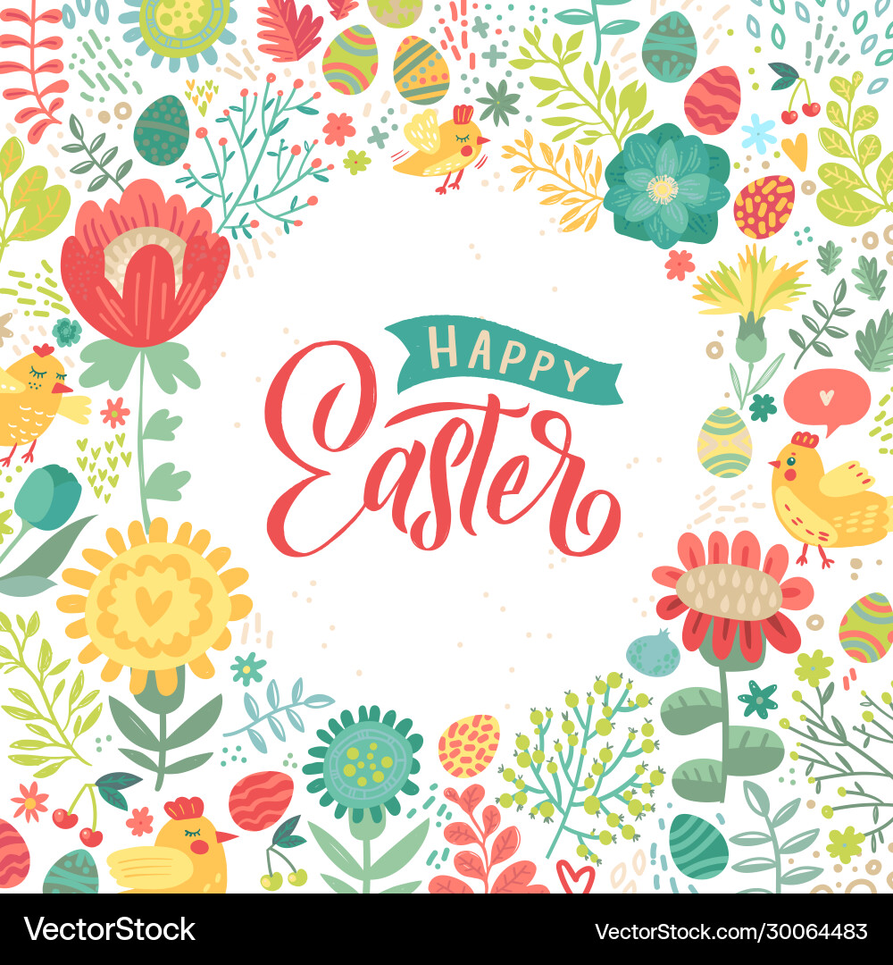 Modern Easter Brush Calligraphy Vector Image