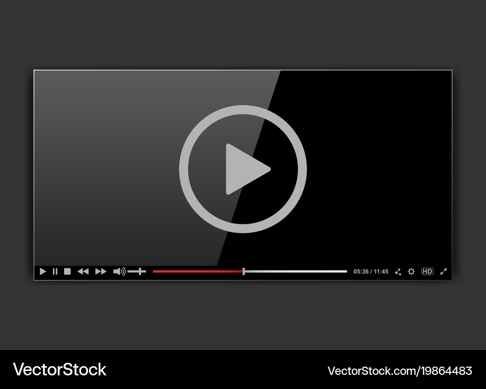 Modern video frame player interface mokup vector image