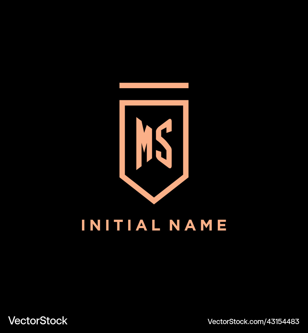 Ms monogram initial with shield logo design icon Ms monogram initial with shield logo design icon Vector Image