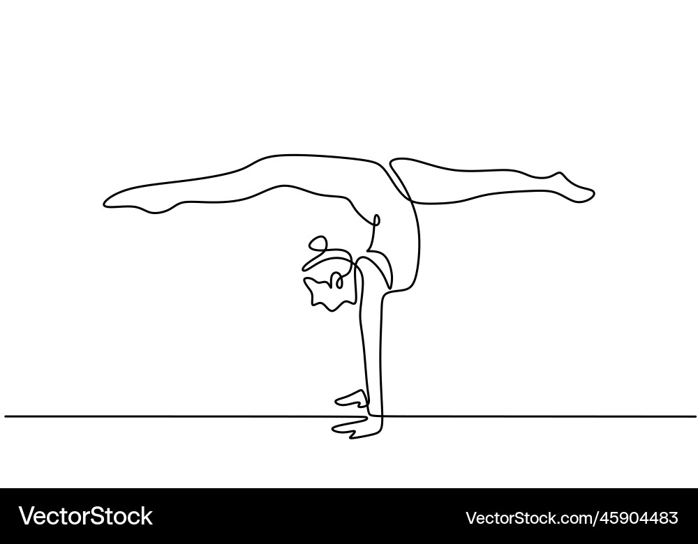 One line drawing of woman doing handstand young One line drawing of woman doing handstand young vector image
