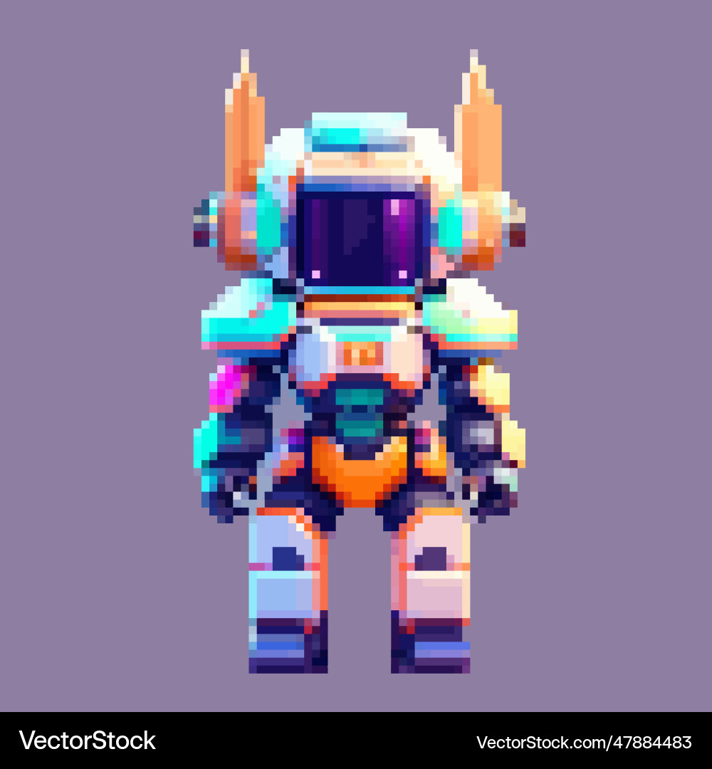 Robot pixel art character for 8 bit game scenery Robot pixel art character for 8 bit game scenery vector image