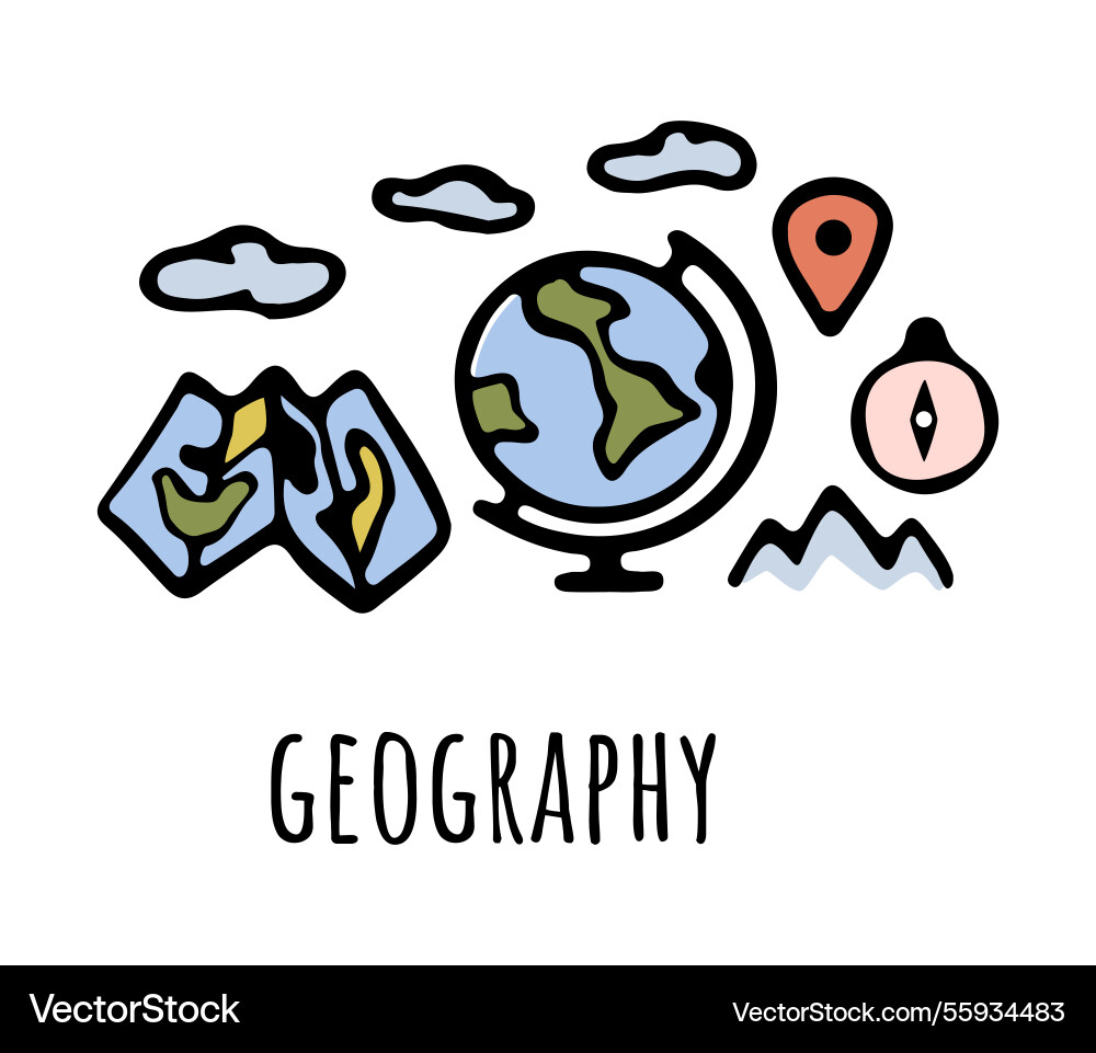 School subject doodle geography School subject doodle geography vector image