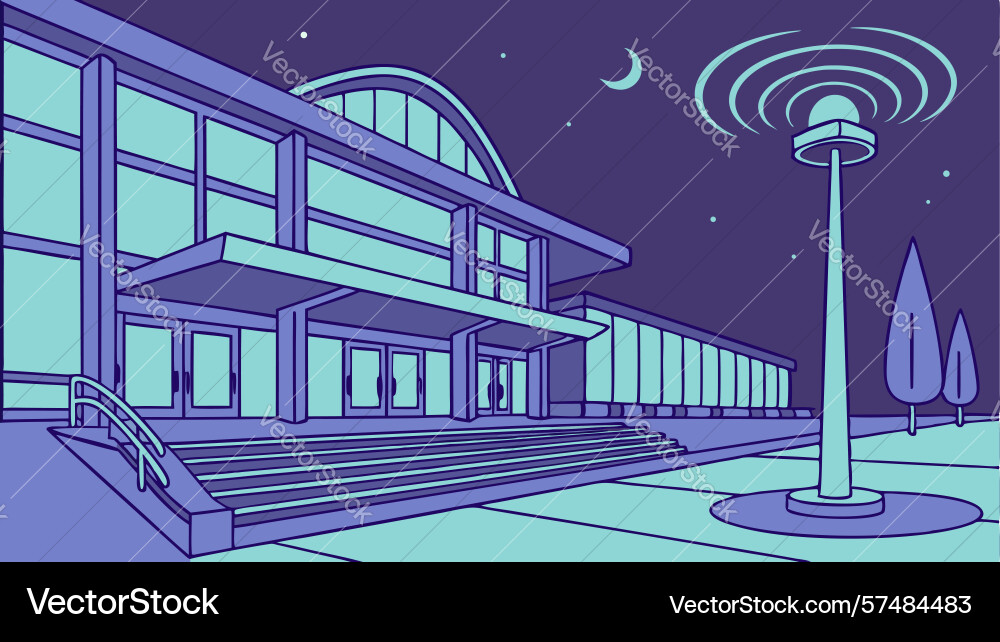 Sci-fi skyline futuristic building with hovering Vector Image