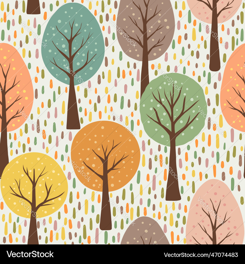 Seamless pattern with colorful trees vector image