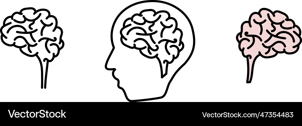 Simple brain - view from side icon or sign Vector Image