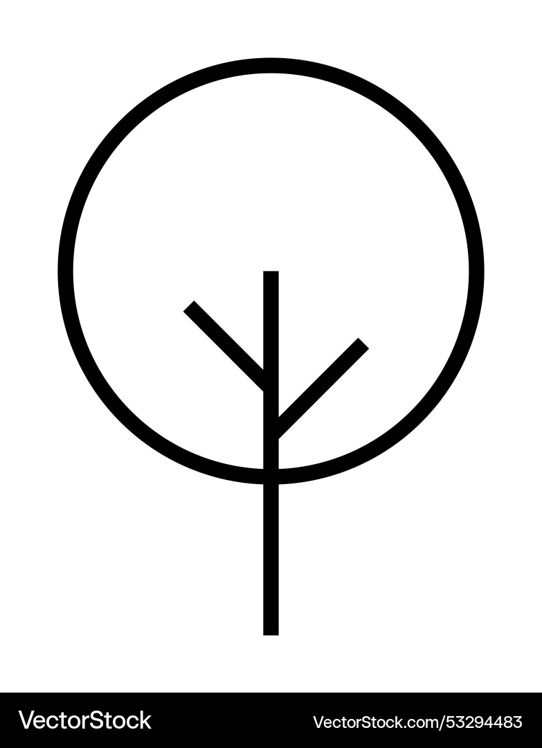 Simple geometric tree design in a circular border Simple geometric tree design in a circular border vector image