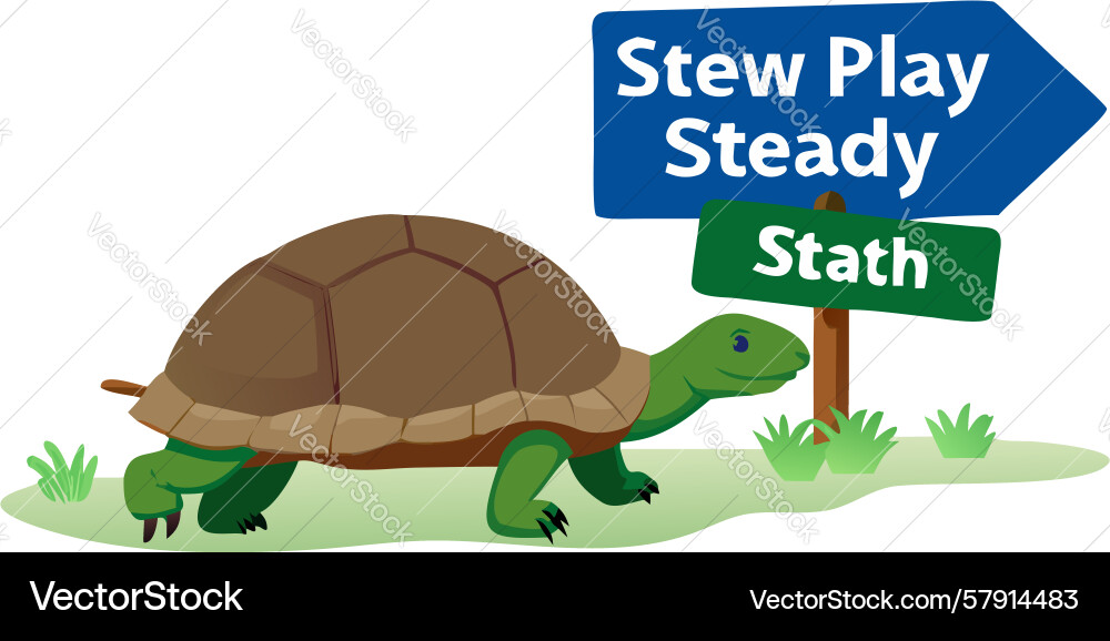Steady turtle race sign slow and design Vector Image