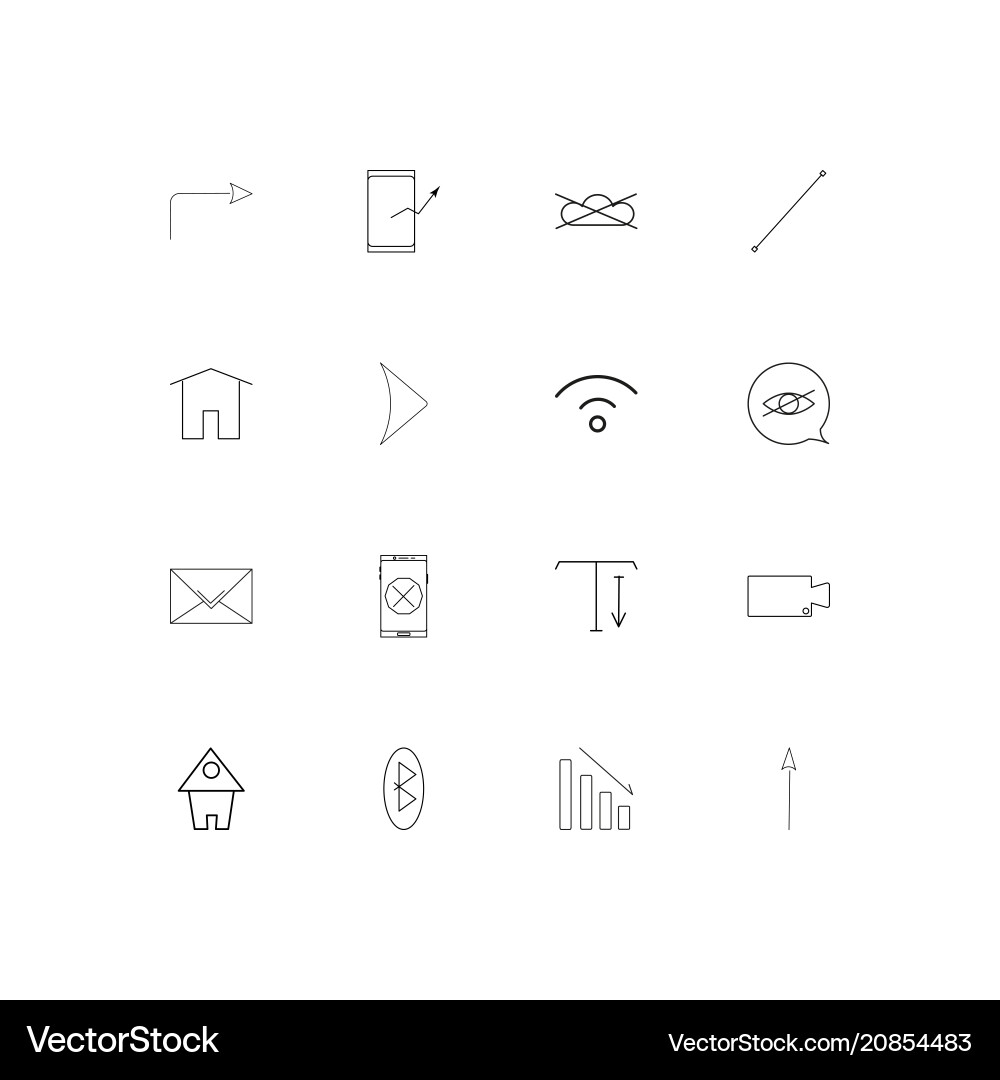 Web linear thin icons set outlined simple vector image