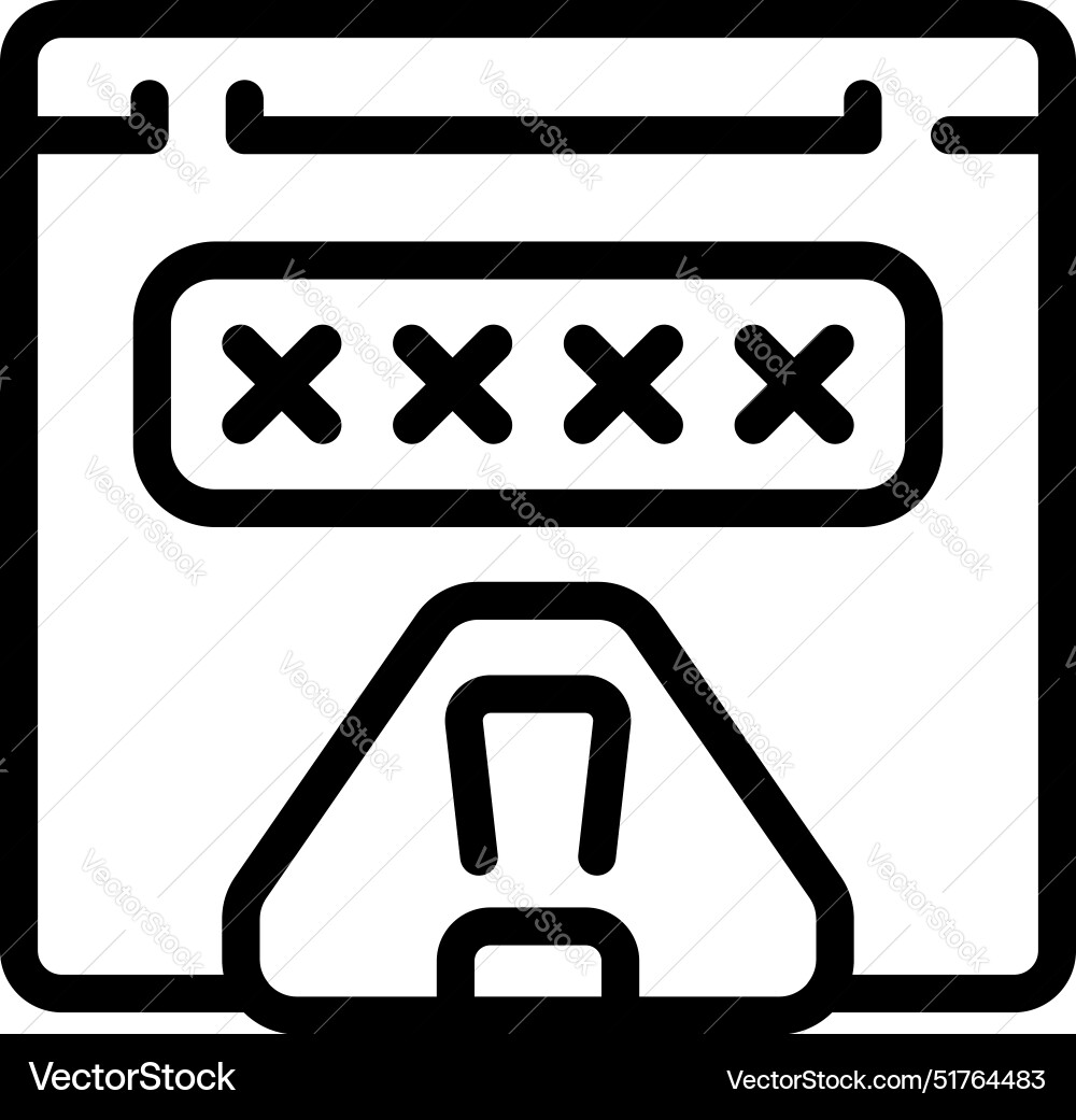 Website showing password field with security alert Website showing password field with security alert vector image