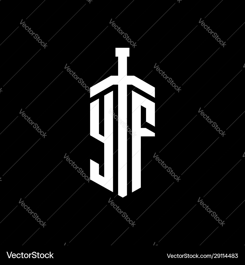 Yf logo monogram with sword element ribbon design vector image