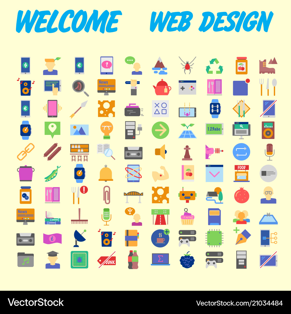 100 icon set trendy thin and simple icons for web 100 icon set trendy thin and simple icons for web vector image