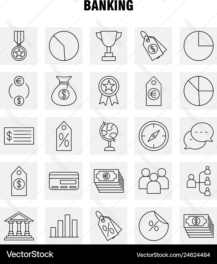 Banking line icon for web print and mobile uxui vector image