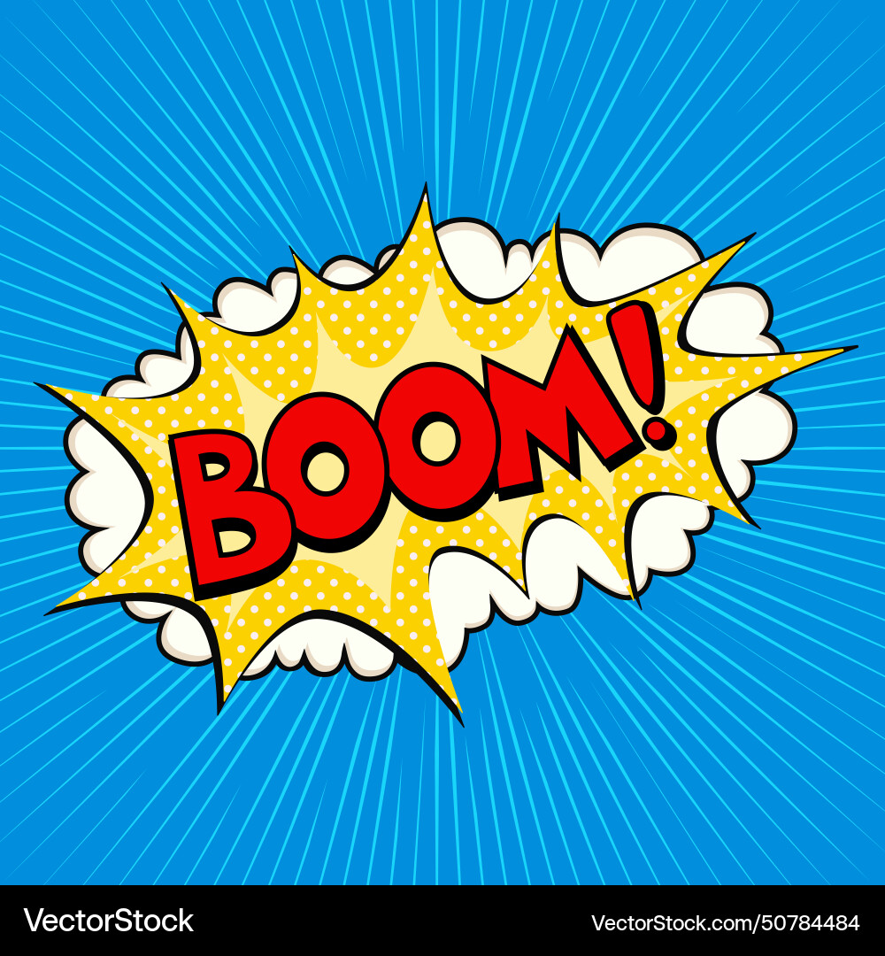 Boom Comic Speech Bubble Pop Art Background Vector Image
