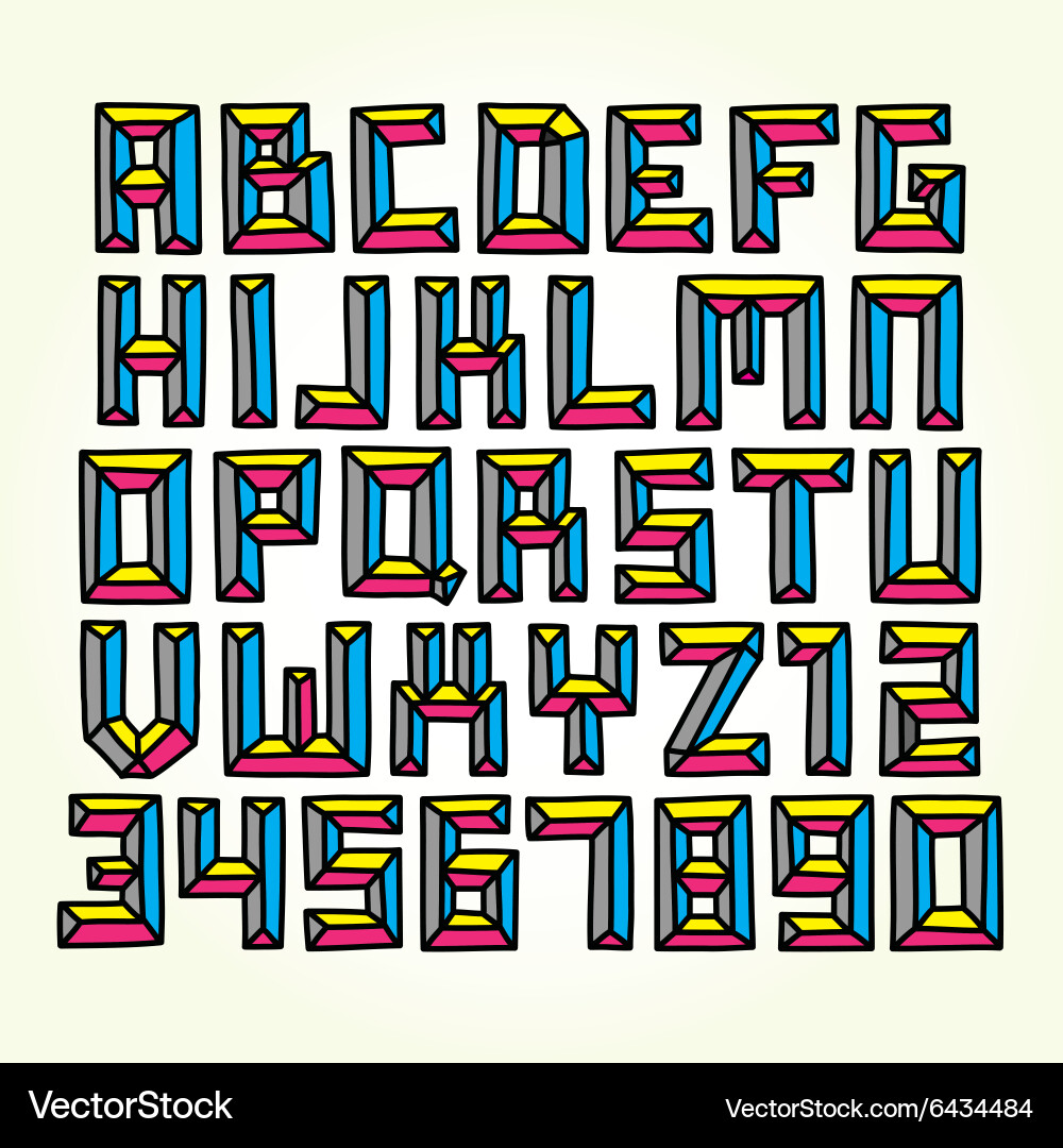 Cmyk font set Royalty Free Vector Image - VectorStock