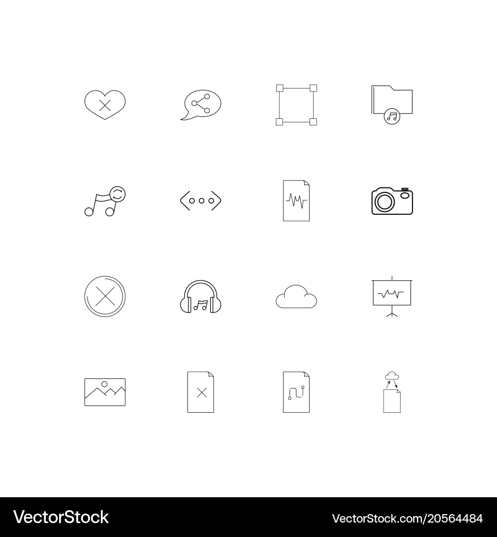 Files and folders sign simple linear icons set vector image