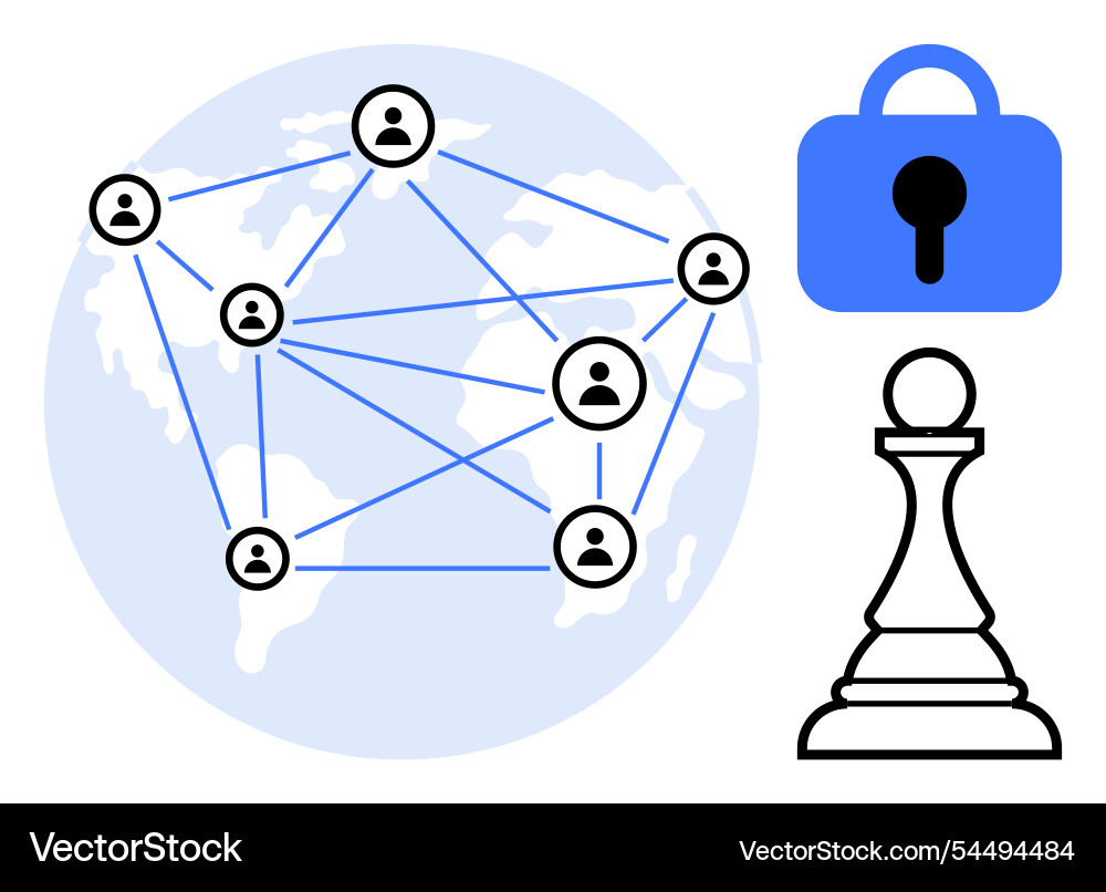 Global network connections with security Global network connections with security vector image
