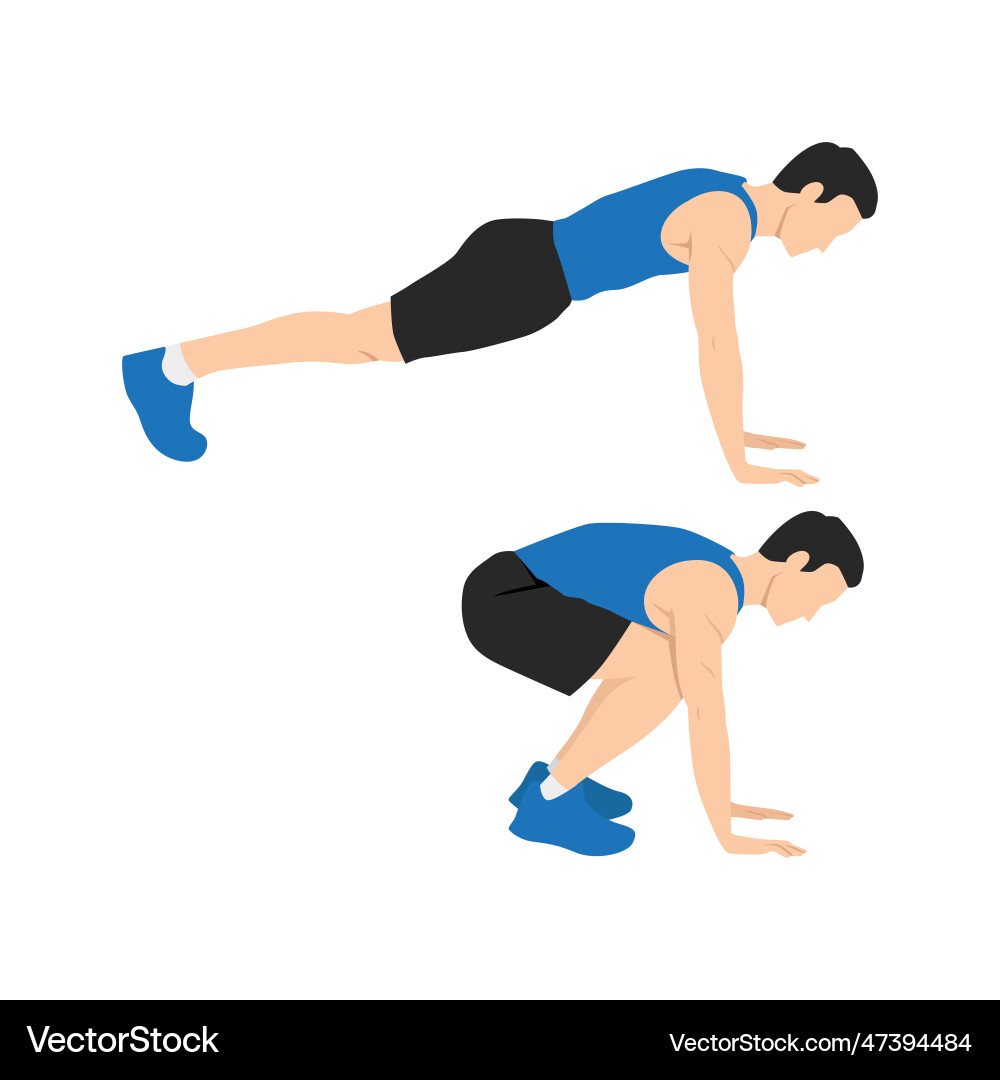 Man doing snap jumps exercise Man doing snap jumps exercise vector image