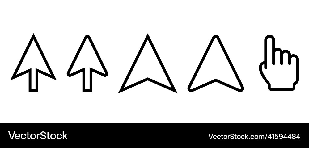 Outline cursor icons computer in black vector image