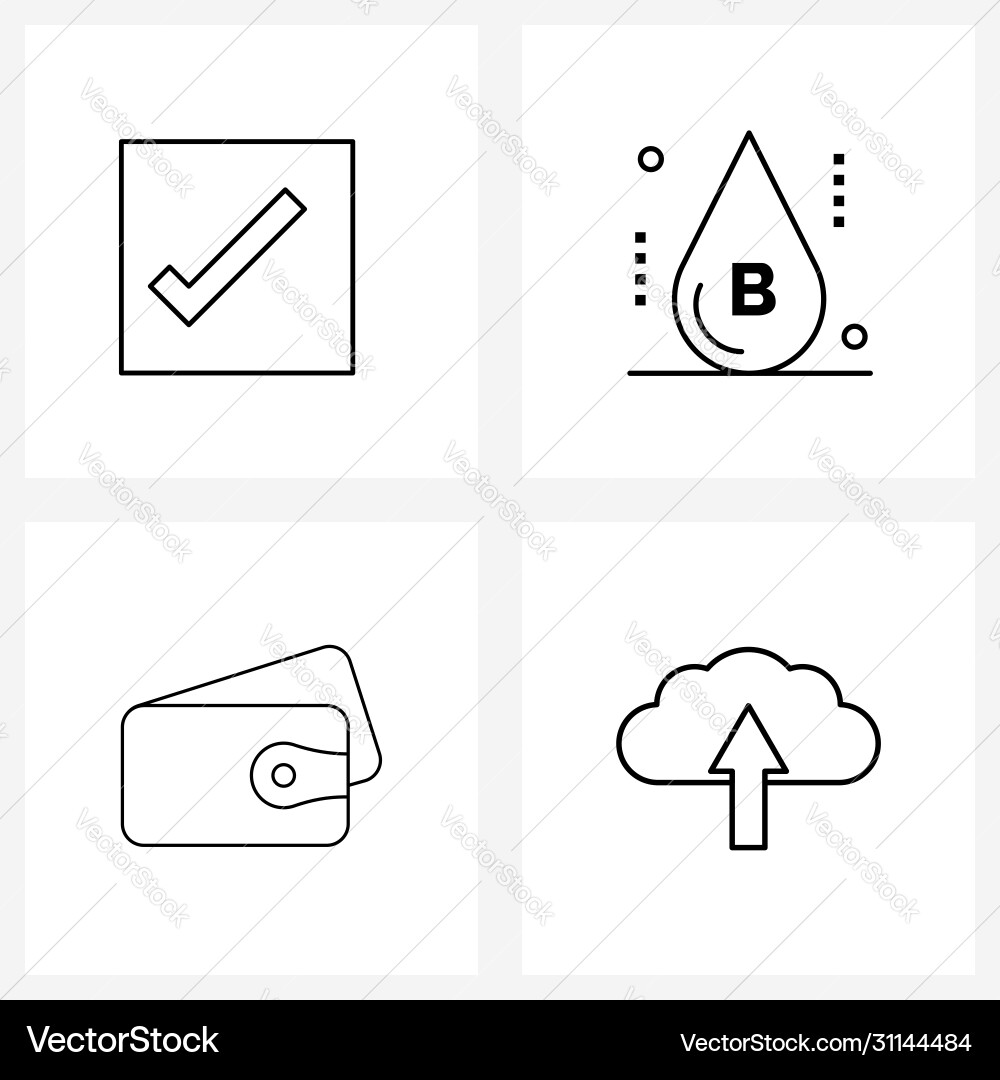 Simple set 4 line icons such as accept banking Vector Image