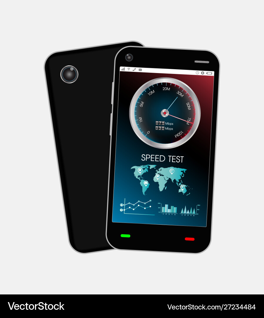 Smartphone with speed test interface Smartphone with speed test interface vector image